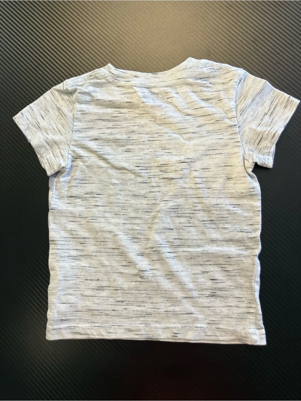 Cat & Jack Heathered White Tee with Blue and Pastel Stripe Chest